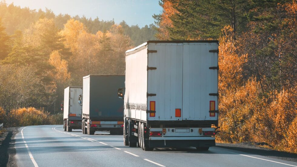 Freight tracks on the road