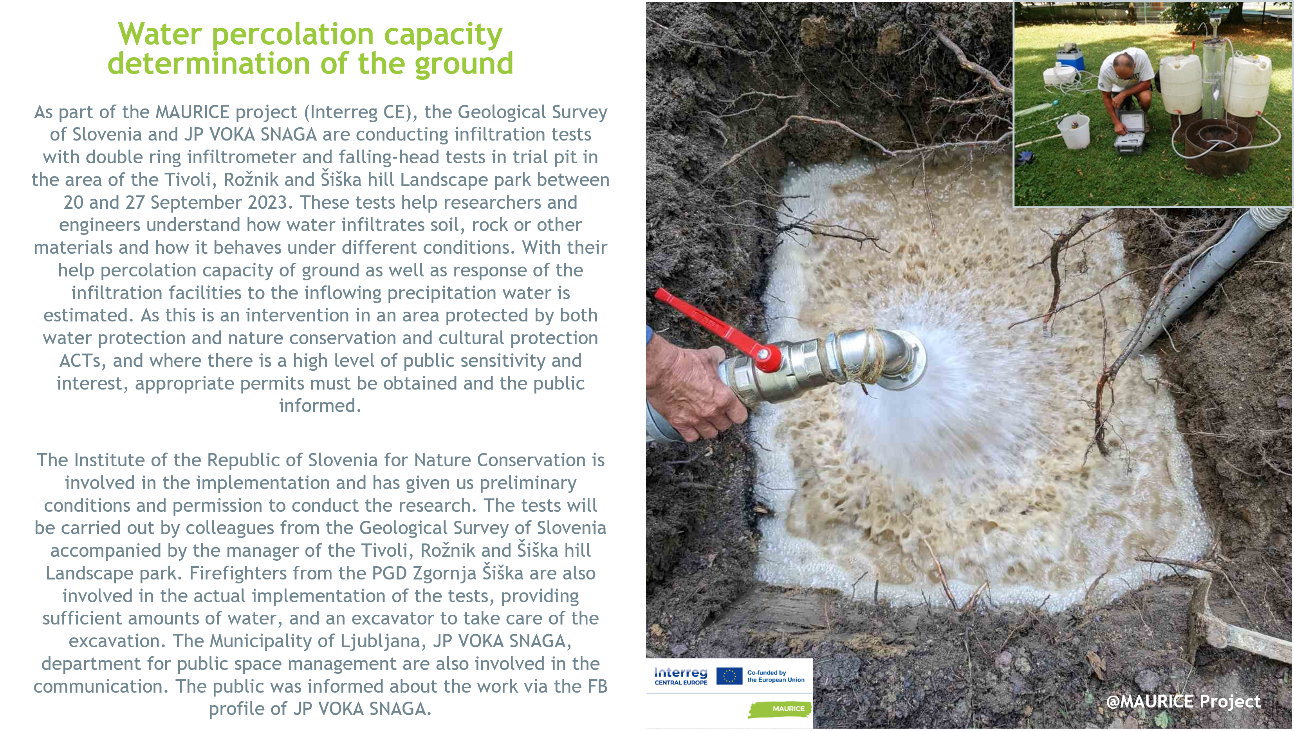 How water behaves when infiltrating soil – water infiltration tests have started