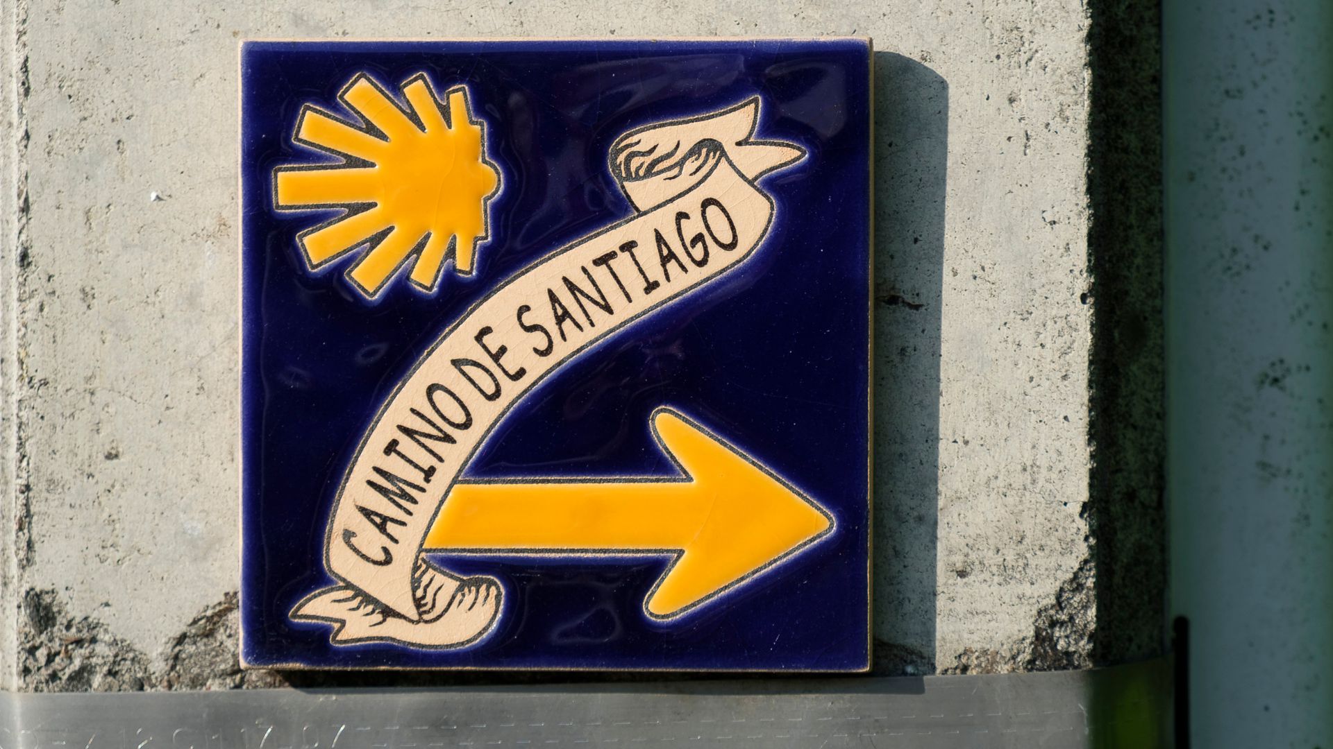 Ceramic tile with insignia of St. James Way