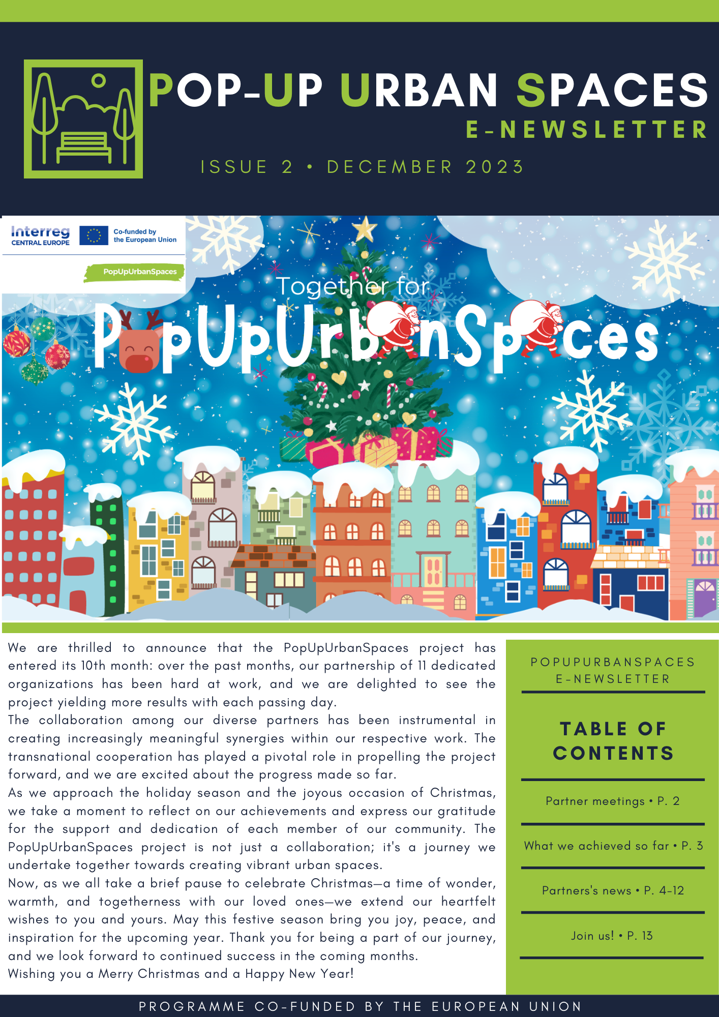 PopUpUrbanSpaces eNewsletter Issue1 is available