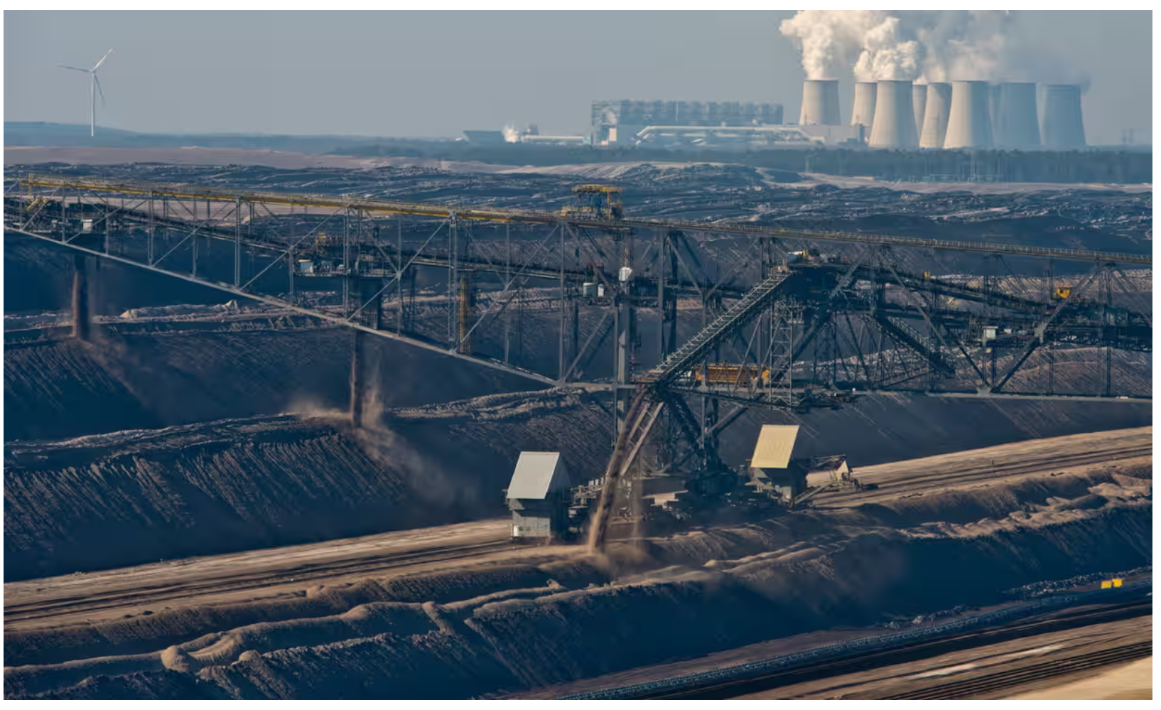 The Vattenfall lignite mine and cooling towers of the lignite-fired power plant in Jaenschwalde, Griessen, Germany. Photograph: Patrick Pleul/DPA/Corbis