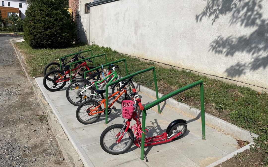 New bicycle racks at schools and kindergartens. More to be added in public spaces