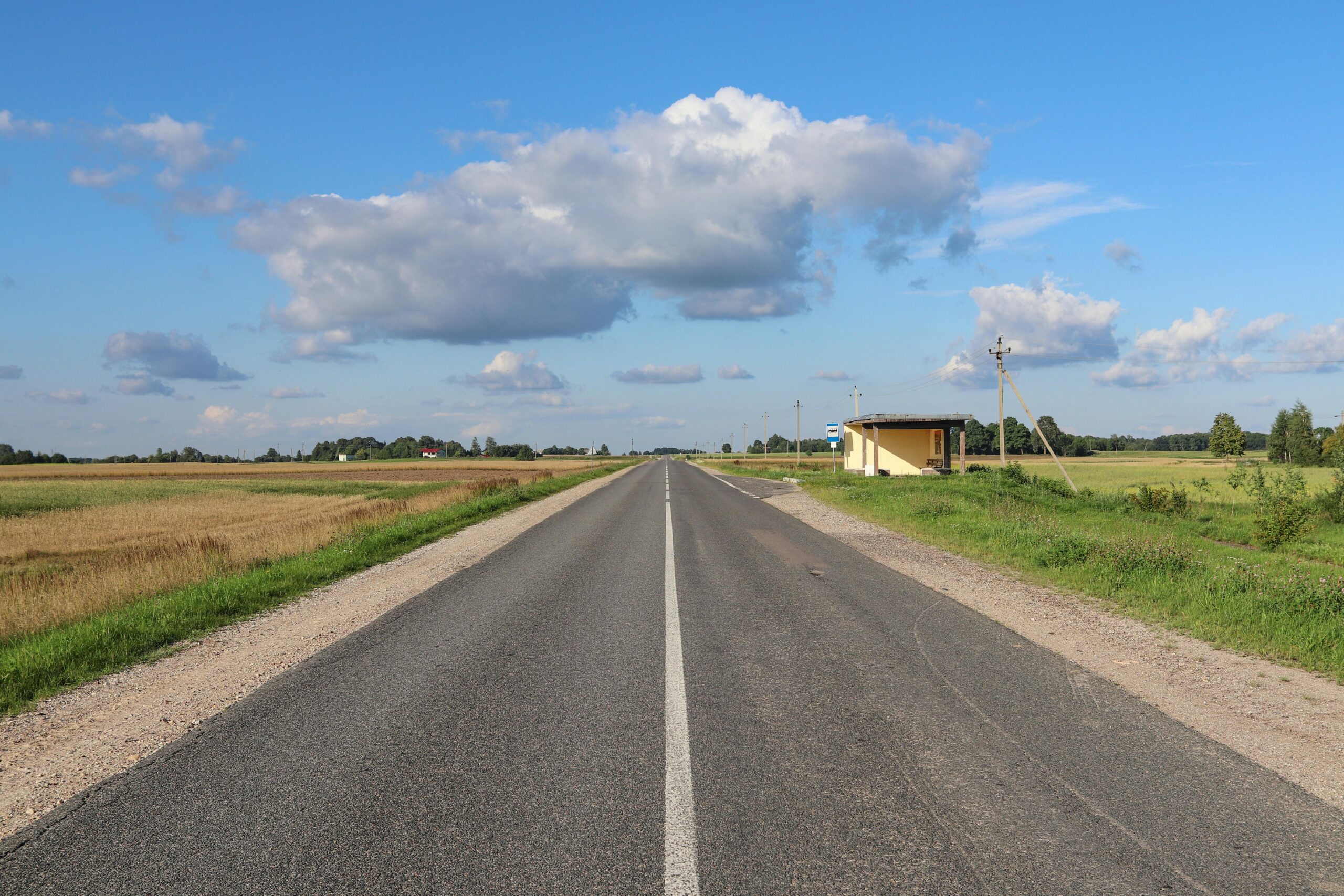 Bus stop in countryside