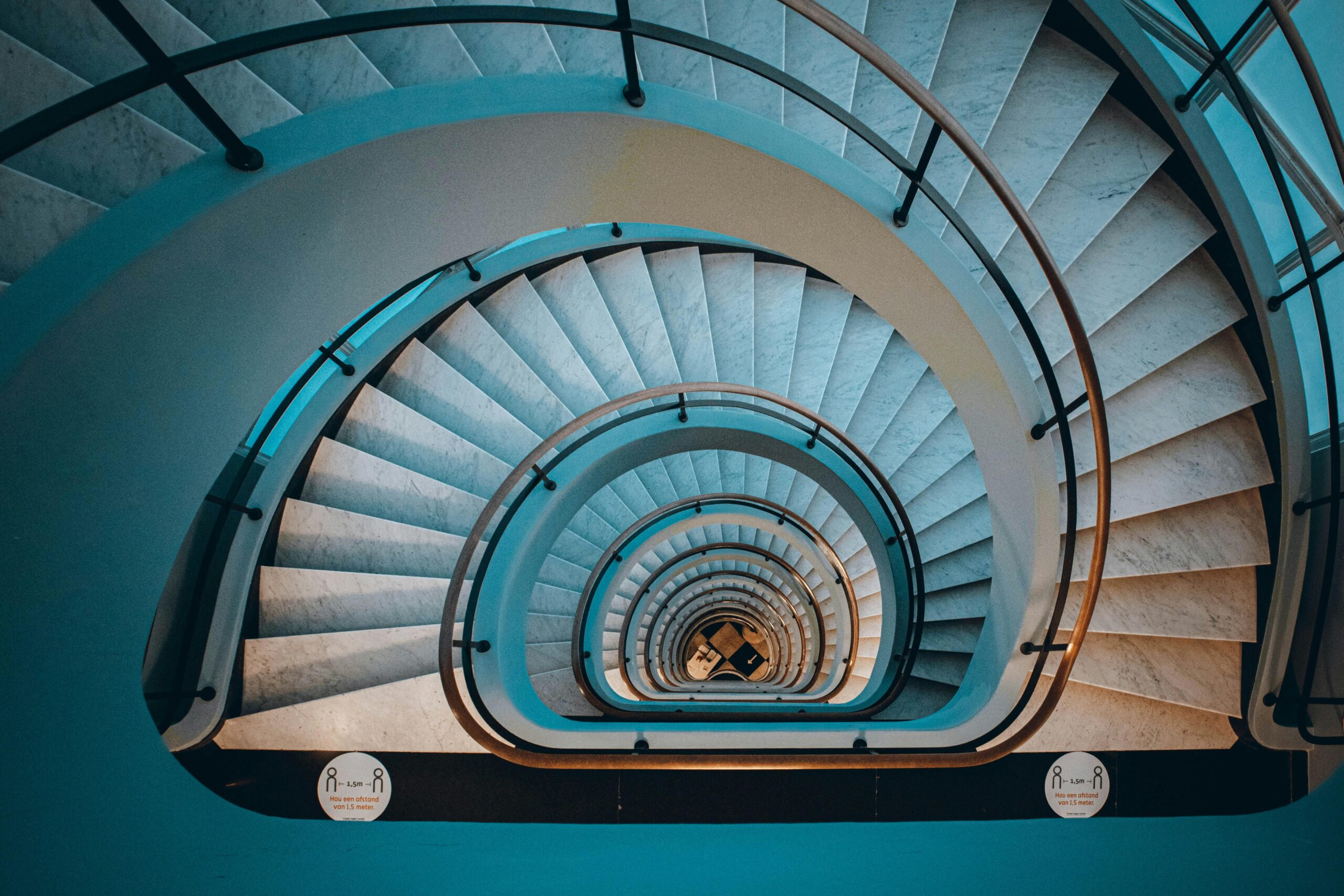 spiral-staircase-captured-from-above-in-modern-building
