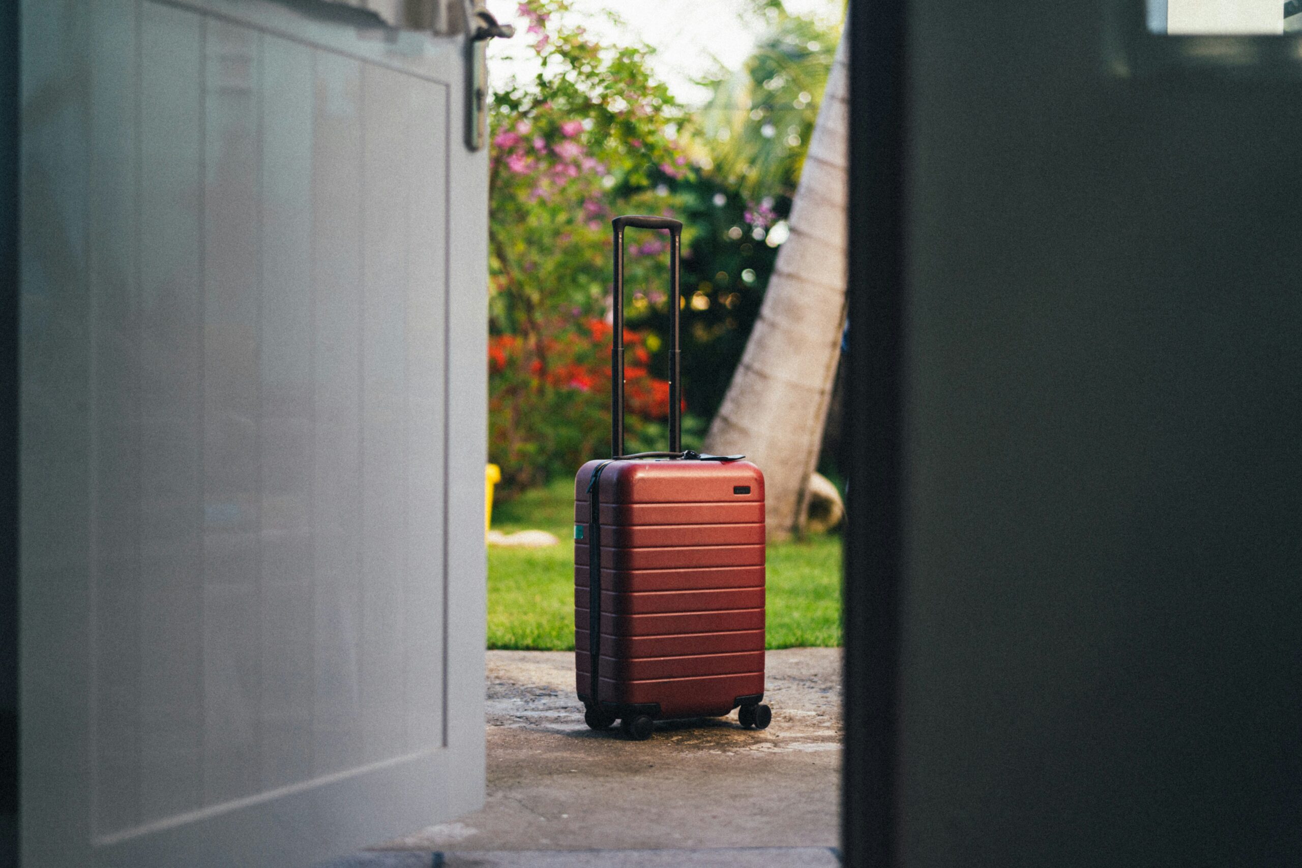 suitcase in front of the door