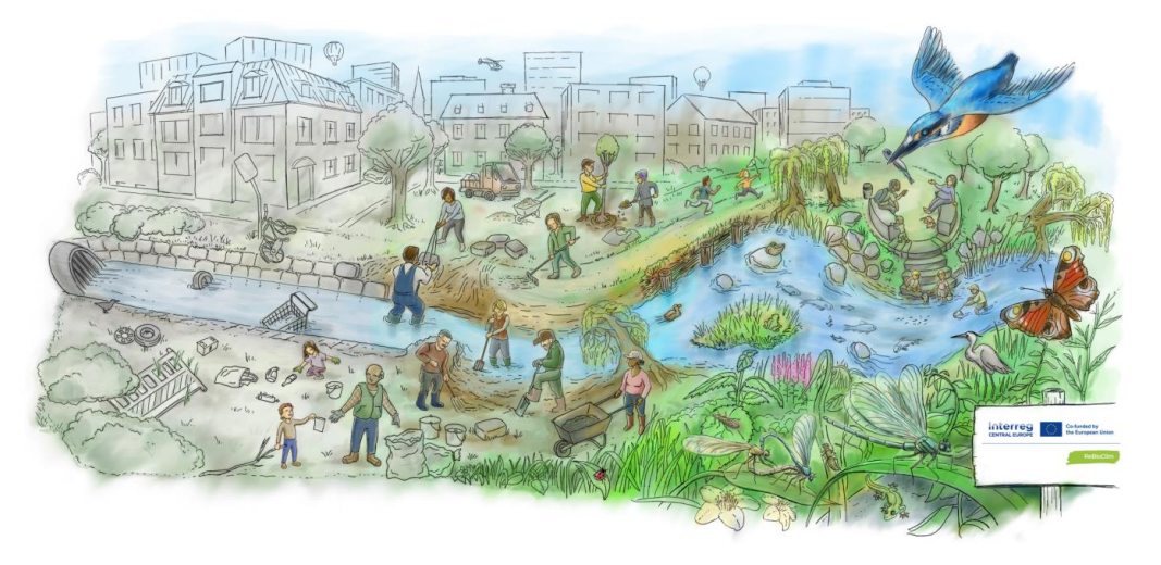 Project graphic Demonstrates the stream restoration process