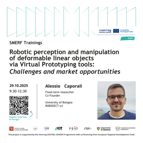 SMERF Trainings: Robotic perception and manipulation of deformable linear objects via Virtual Prototyping tools: Challenges and market opportunities