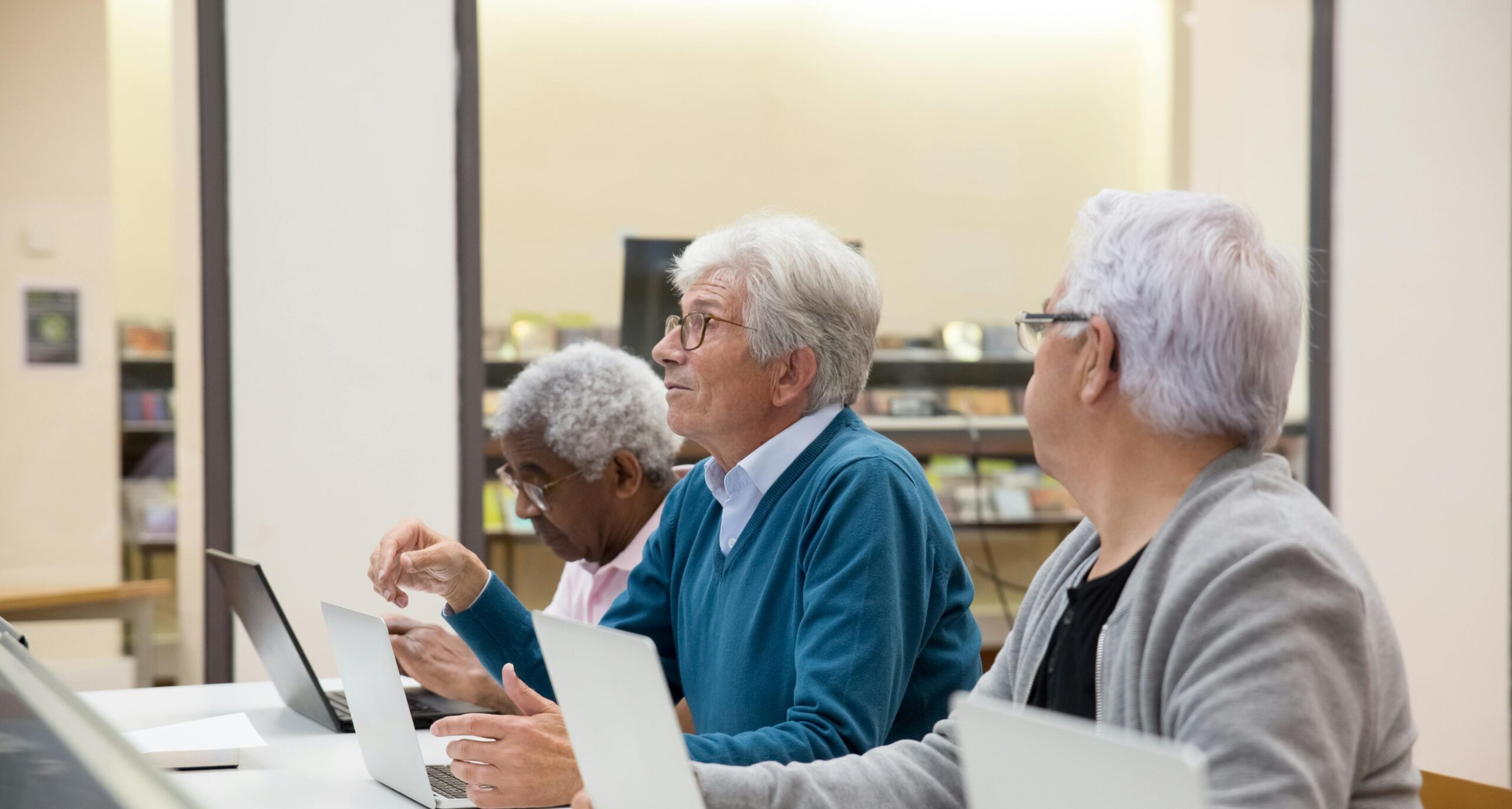 Group of seniors learning digital skills
