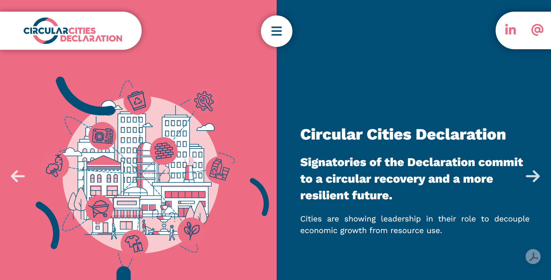 Circular Cities Declaration website, source: https://circularcitiesdeclaration.eu/