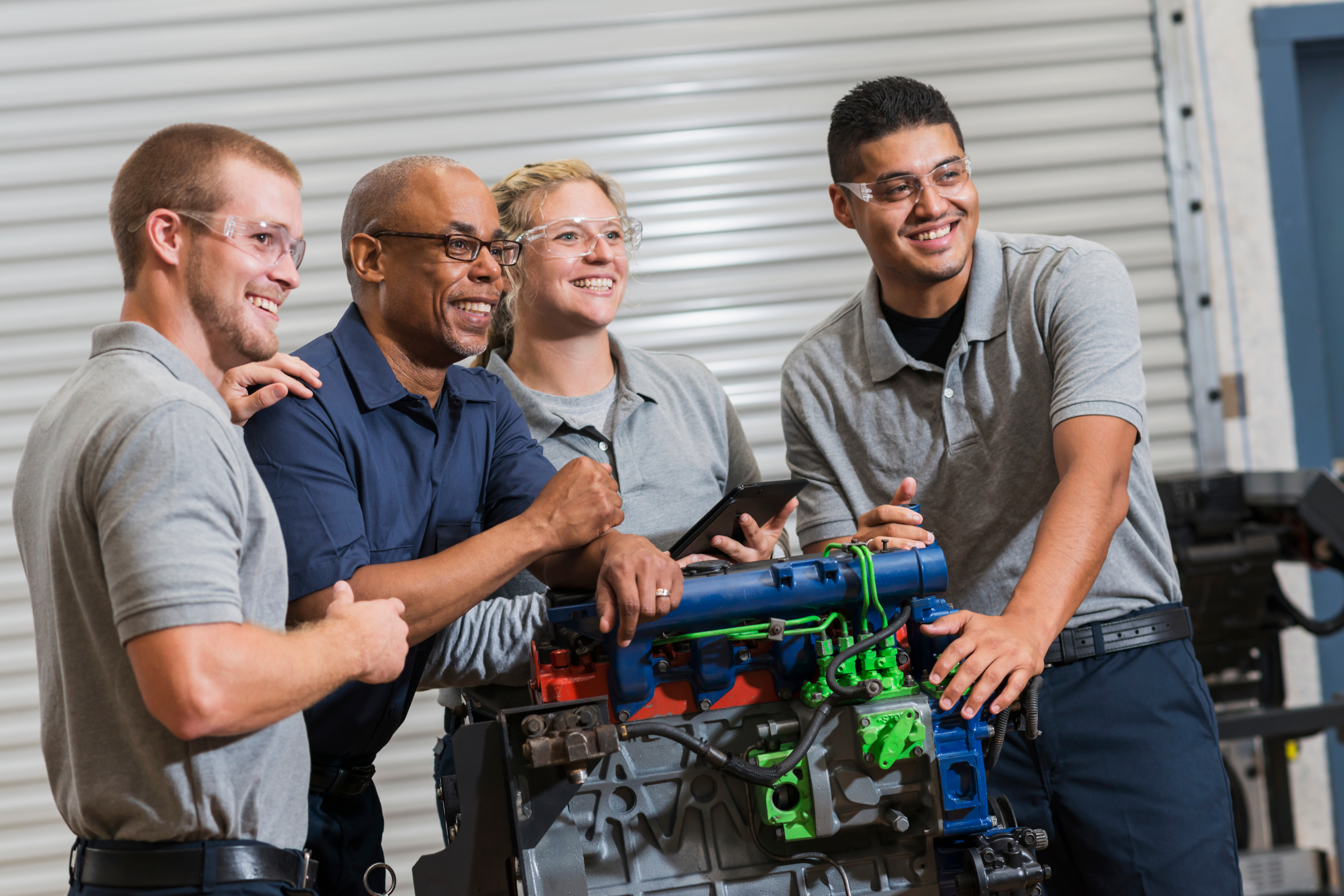 Vocational class, learning to repair diesel engine