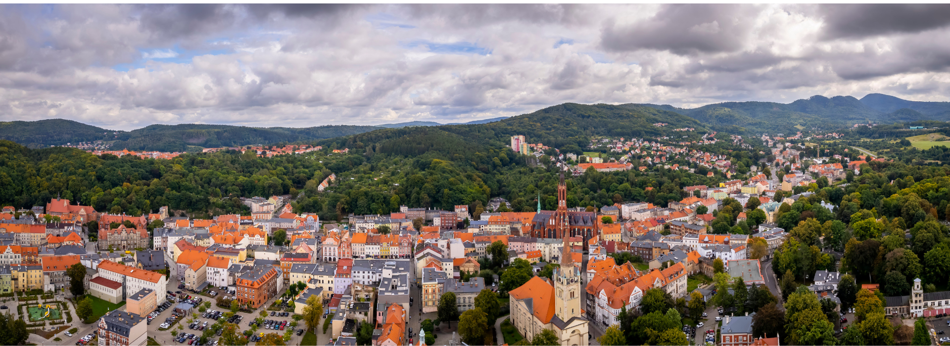 Walbrzych, Lower Silesia, Poland, aerial panorama