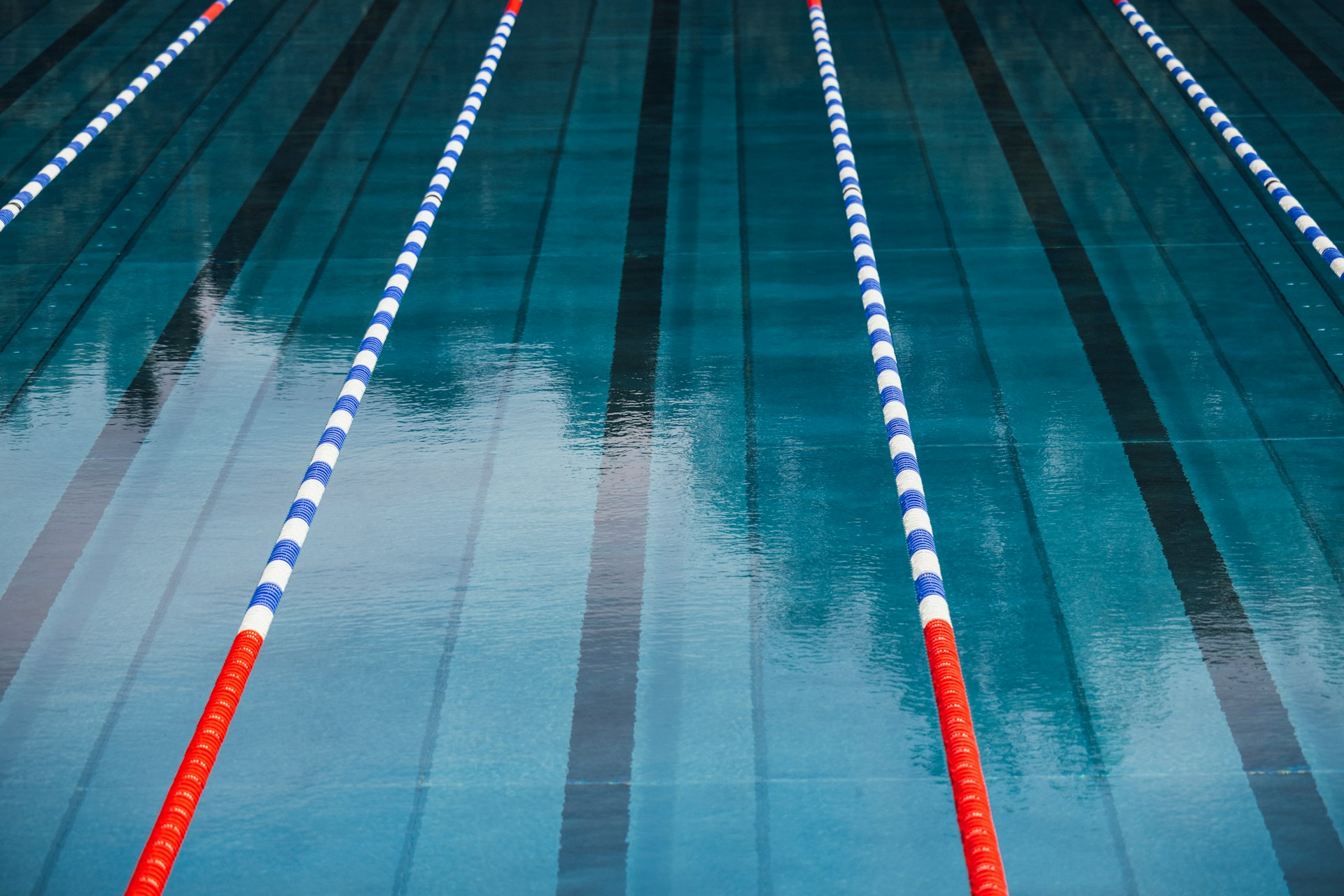 a-row-of-blue-and-white-striped-swimming-lanes
