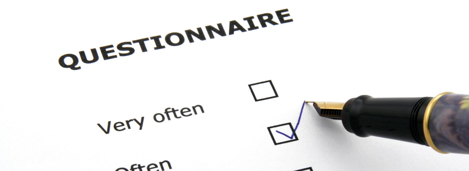 A questionnaire with often being checked in blue ink